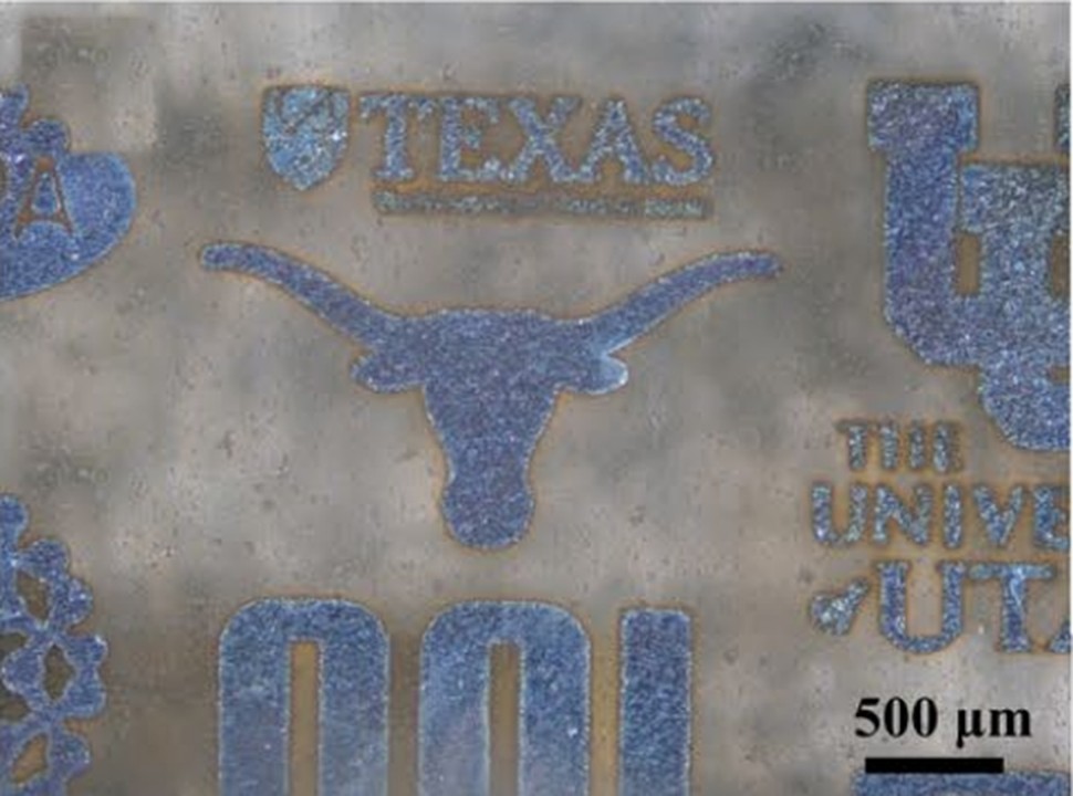 Longhorn logo printed at sub-millimeter scale